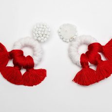 Pendientes de aro color rojo
