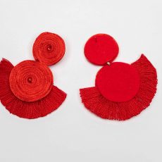 Pendientes de rollo  color rojo